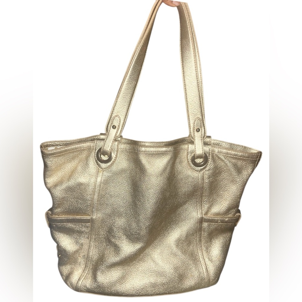 🩷Cole Haan Leather Gold Tote Bag